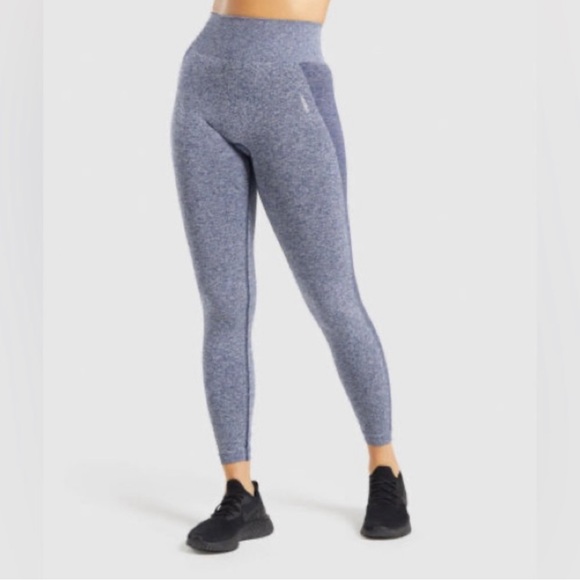 Gymshark Marl Blue Flex Seamless High Waisted Leggings - Picture 1 of 6